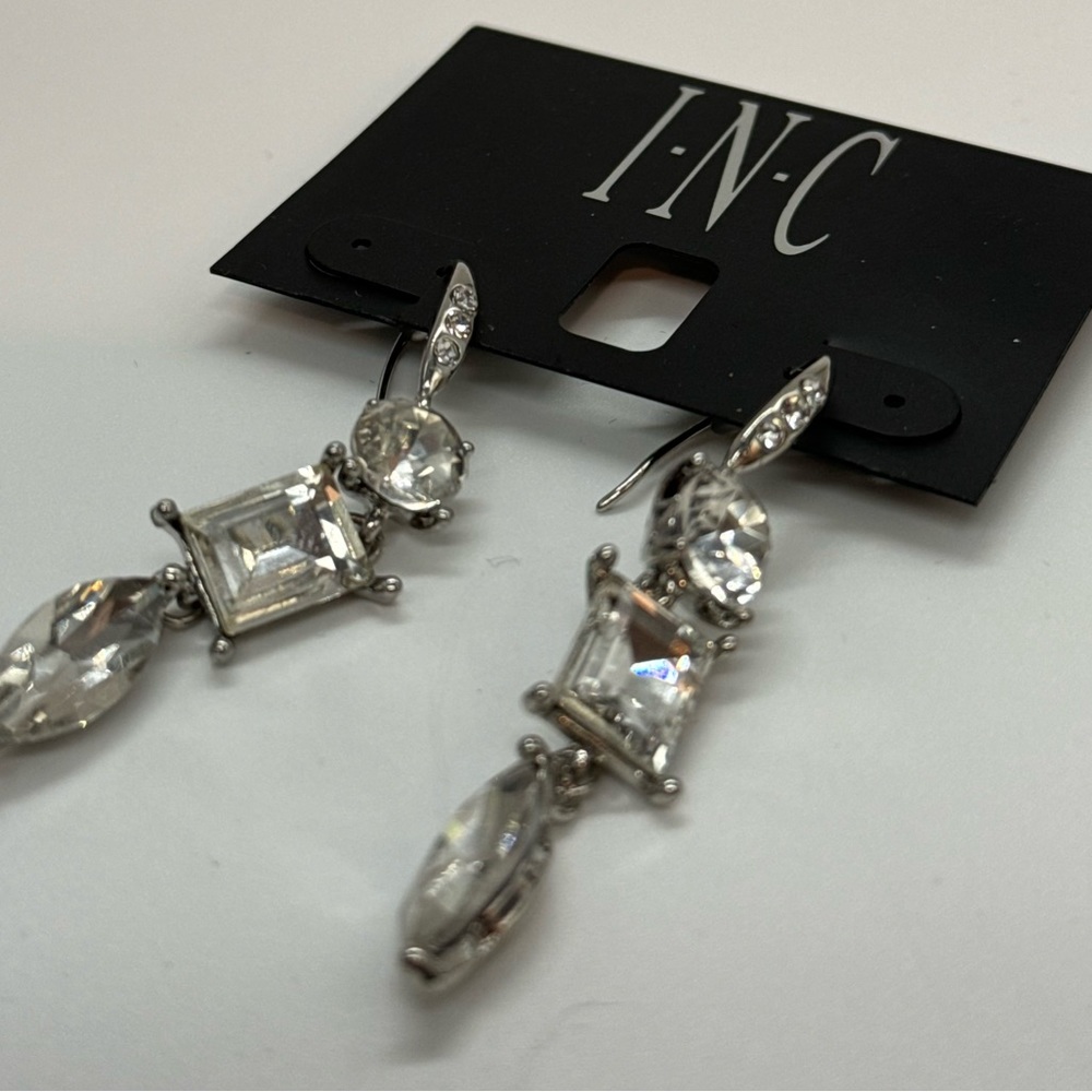 INC Dangle Crystal Earrings 2.25 inch approx